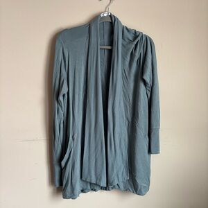 Athleta Ribbed Open Front Cardigan in Blue